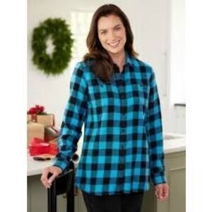 Lincoln Outfitters Plaid Flannel Boyfriend Shirt Shacket Sz 2XL Blue